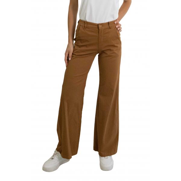 Pantalone chino in cotone con elastico dietro leggero palazzo